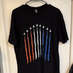 Next Level Apparel Black Tee with Tri-Color Arrow Design